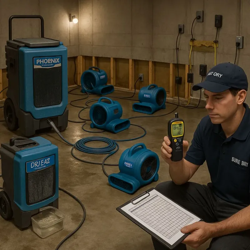 Structural Drying and Dehumidification process in New Waverly, TX